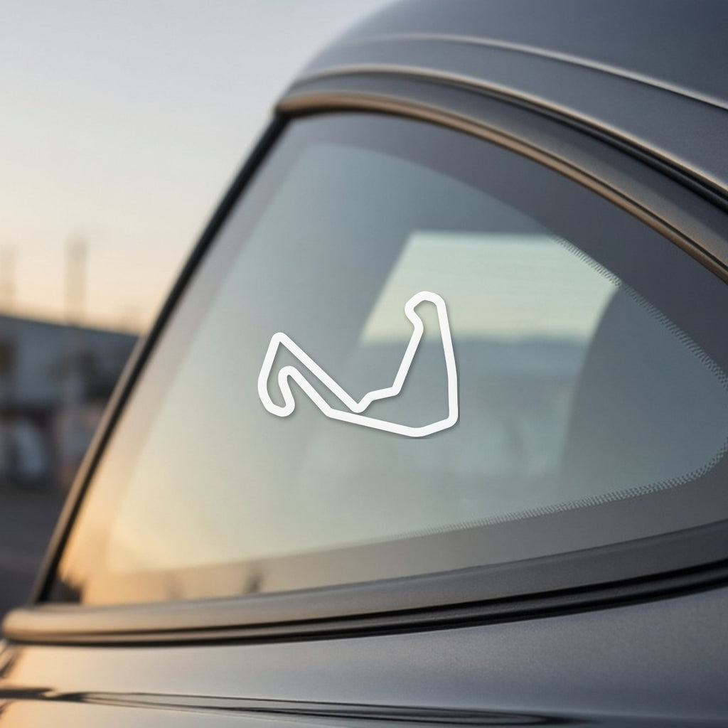 Carolina Motorsports Park track outline sticker on a car window