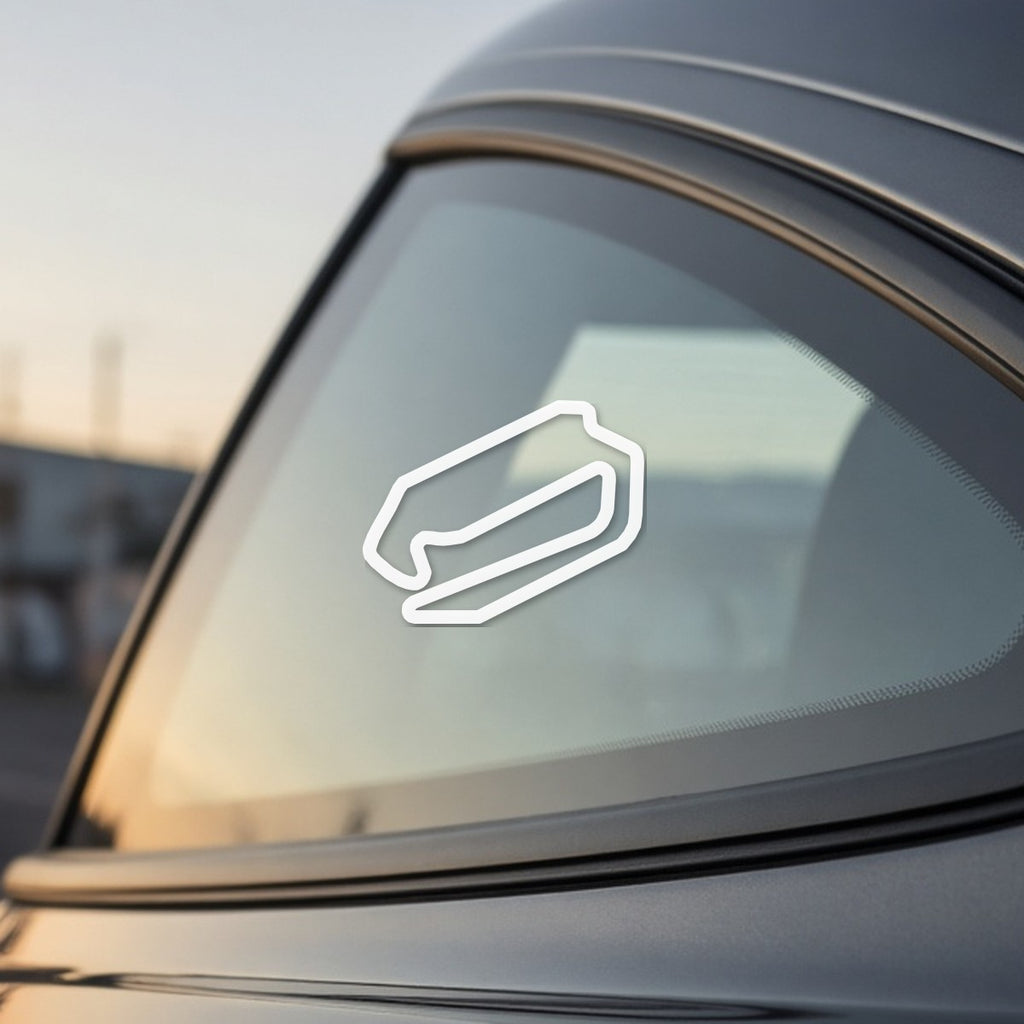 Homestead Road Course track outline sticker on a car window