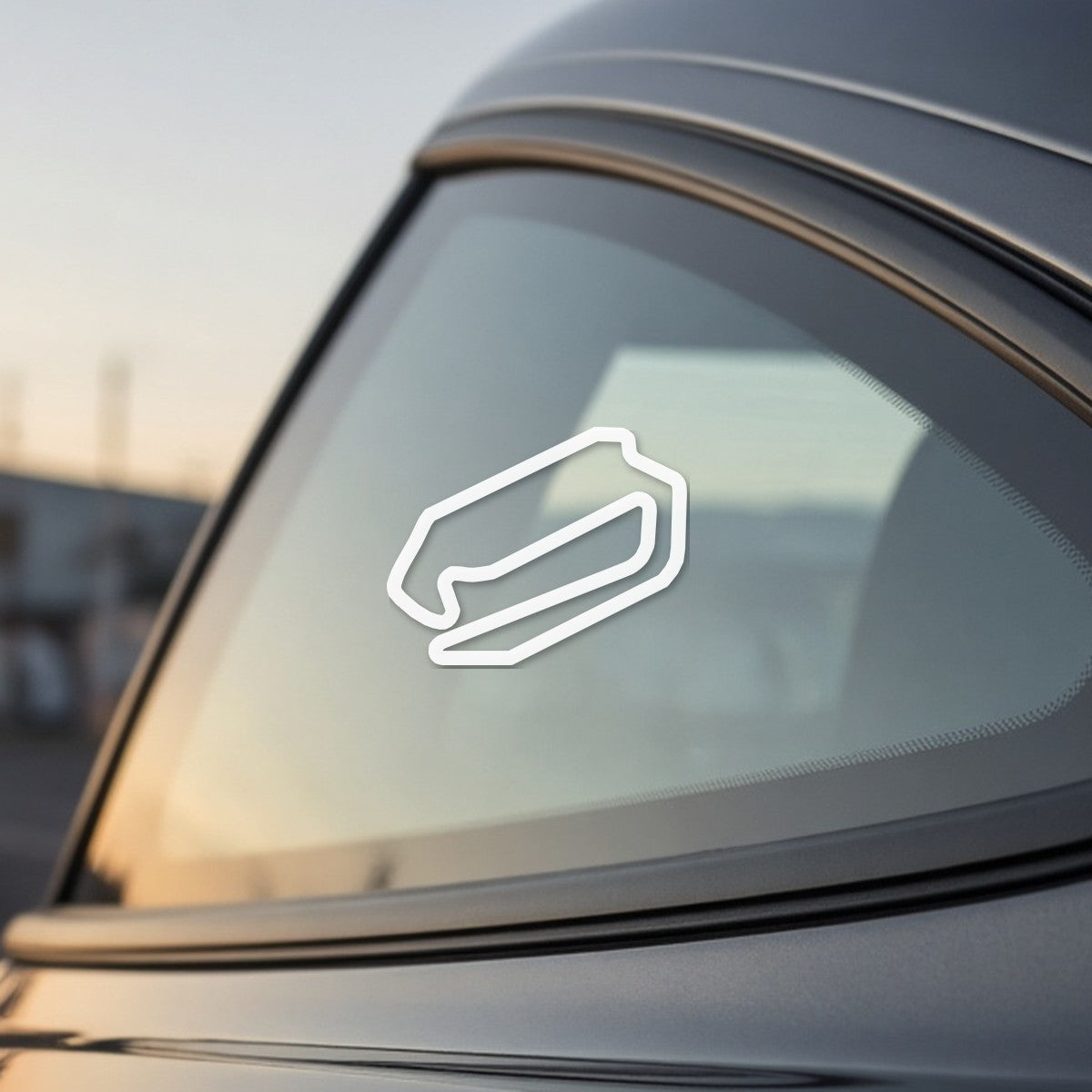 Homestead Road Course track outline sticker on a car window
