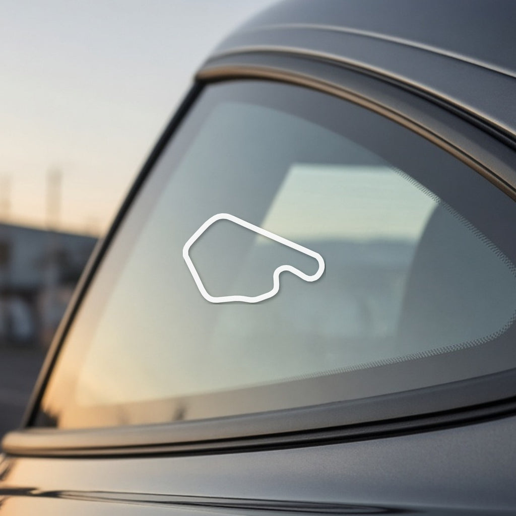 Lime Rock track outline sticker on a car window
