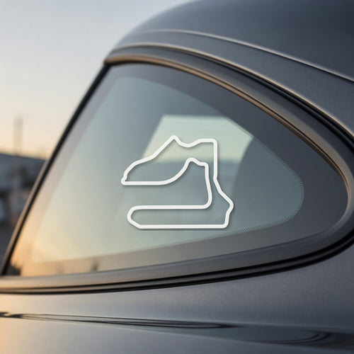 Sebring track outline sticker on a car window