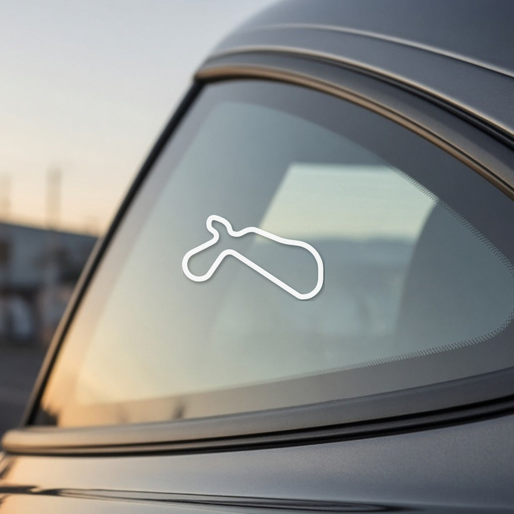 Willow Springs track outline sticker on a car window